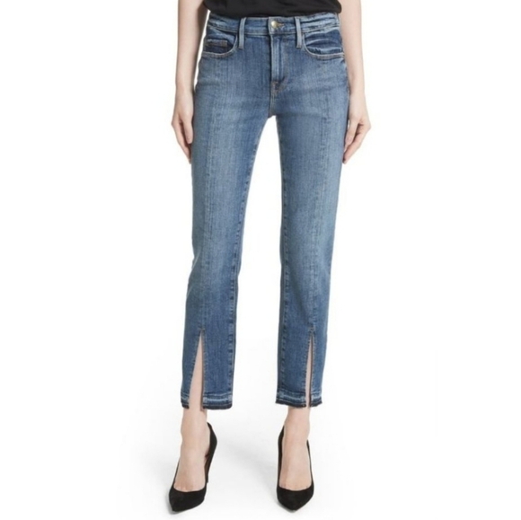 Frame Sheffield Le Nouveau Straight Split Hem Jeans 24 - Picture 1 of 7